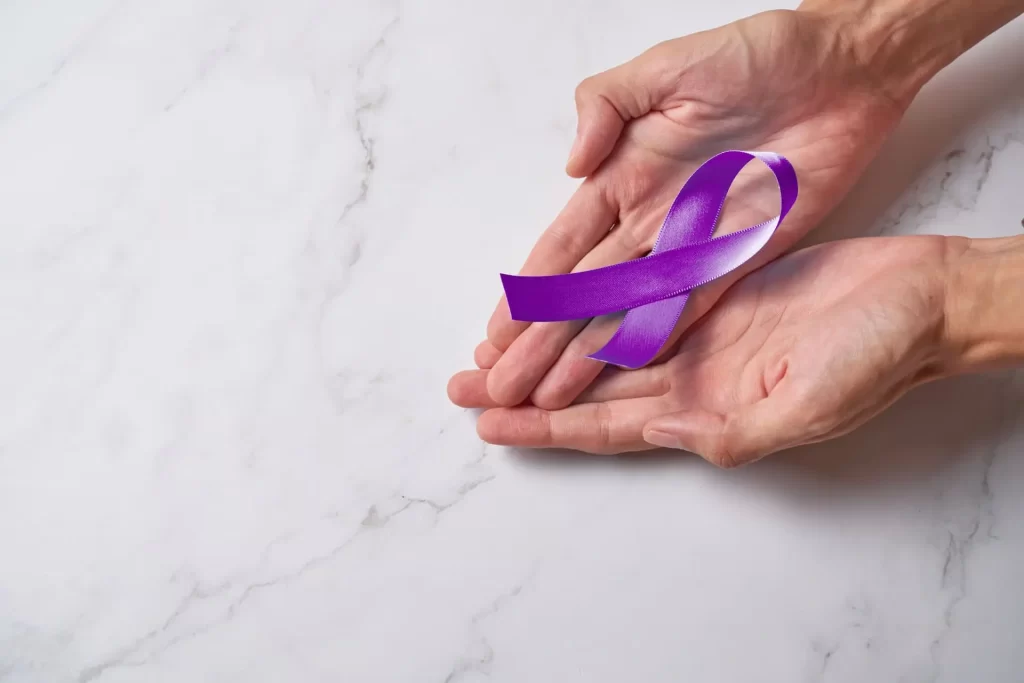Fita roxa que reprasenta a Hanseníase